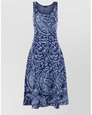 Etro Knit Dress Paisley Scoop Neck Sleeveless - Blue
