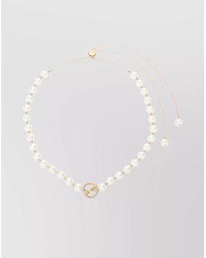 Gucci Resine Pearl Chain Necklace With Accents - White