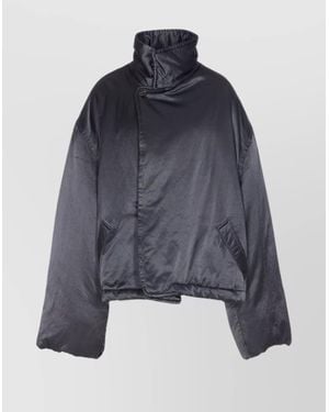 MM6 by Maison Martin Margiela High Collar Down Jacket Featuring Pockets - Blue