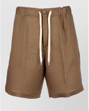 Tintoria Mattei 954 Bermuda Trousers Front Pockets Tailored Style - Brown