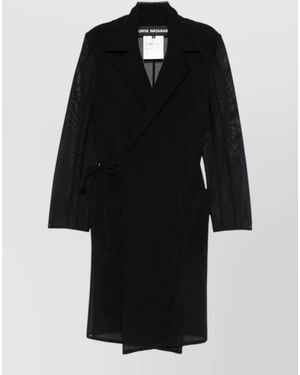 Junya Watanabe Wrap Jacket Mesh Panels Notched Lapels Pockets - Black