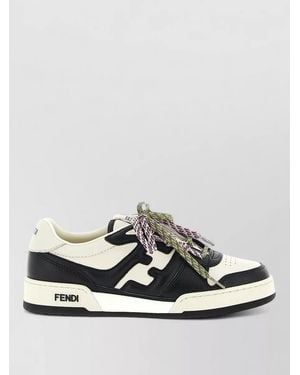Fendi Match Trainers Contrast Panels Perforated Toe Rubber Sole - Grey
