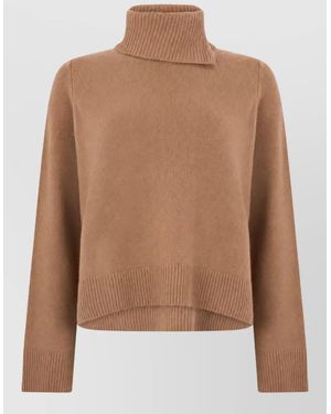 Vince Cashmere Wool Cropped High Neck Sweater - Brown