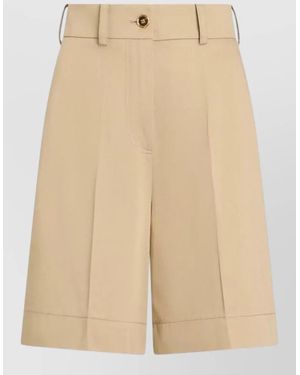Patou Cotton Tailored Bermuda Shorts - Natural