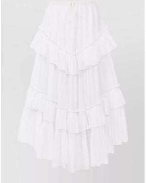 Chloé Tiered Ruffle Midi Skirt Sheer - White
