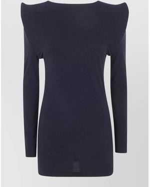 Junya Watanabe Long-Sleeve Boat Neck Knitted Top - Blue