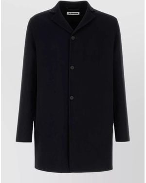 Jil Sander Cashmere Blend Coat Notched Lapel Design - Blue