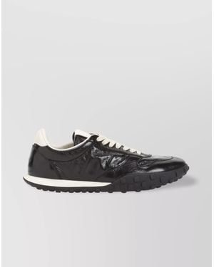 Jil Sander Low Top Leather Sneakers With Round Toe - Black