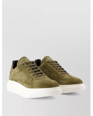 McQueen Oversize Leather Sneakers Lace Up Design - Green