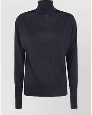 Courreges Merino Wool Turtleneck Jumper Cutout Detail - Blue