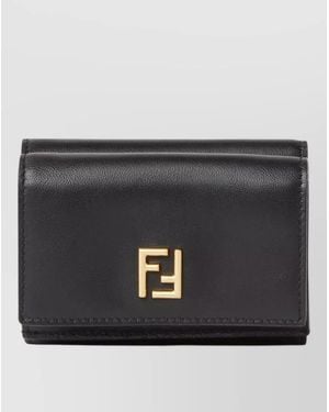 Fendi Calf Leather Trifold Wallet - Black