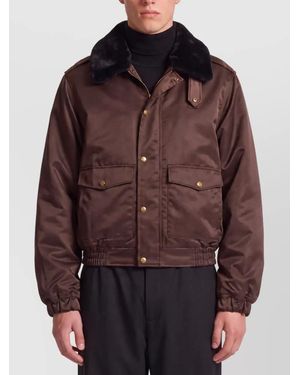 Willy Chavarria Nylon Relaxed-Fit Bomber Jacket - Brown