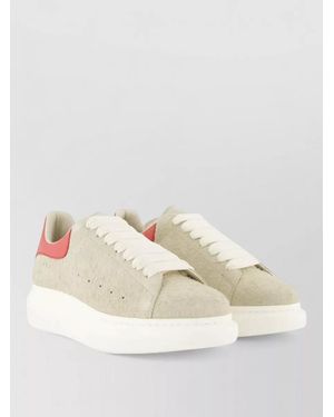 McQueen Oversized Leather Sneakers Thick Sole - Natural