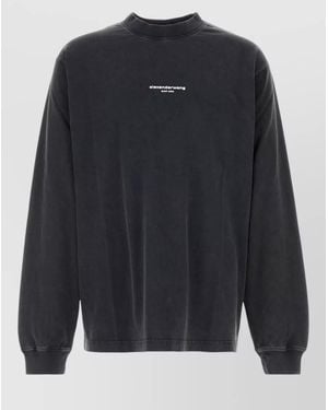 Alexander Wang Cotton Oversized Crew Neck Long Sleeve T-Shirt - Blue