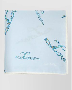 Paul Smith Silk Foulard Featuring Floral Pattern Lightweight - Blue