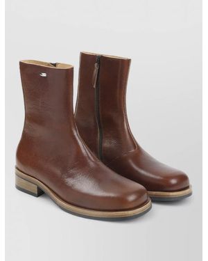 Our Legacy Round Toe Smooth Finish Heeled Boots - Brown