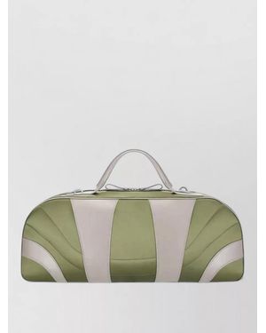 Dries Van Noten Large Striped Panelled Travel Shoulder Bag - Green