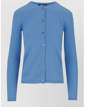 LA ROSE Cashmere Crew Neck Sweater Long Sleeves - Blue