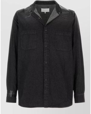 Maison Margiela Denim Shirt Jacket Dual Chest Pockets Sleeves - Black