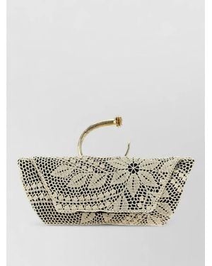 Magda Butrym Rose Silk Crochet Mini Clutch Bag - Metallic