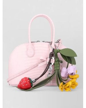 Self-Portrait Embossed Leather Mini Bowling Bag - Multicolor