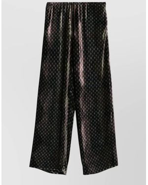 Dries Van Noten Long Trousers Wide Leg Velvet Pattern - Black