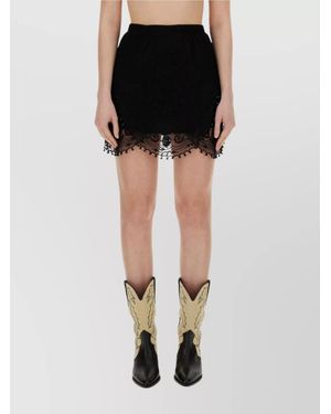 Isabel Marant Sheer Overlay Lace Detailing Skirt - Black