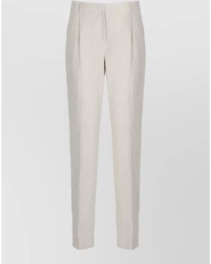 Lardini Linen Tailoring Trousers High Waist Pleated - White