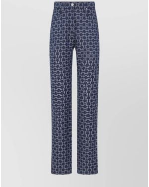 Givenchy Denim High-Rise Straight-Leg Logo-Print Trousers - Blue