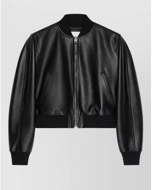 Givenchy Cropped Bomber Jacket Zip Front Pockets - Black