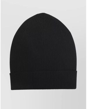 Rick Owens Textured Knit Beanie Cuffed Edge - Black