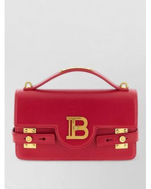 Balmain B-Buzz 24 Leather Crossbody Bag - Red