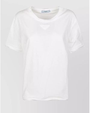 Prada Crew Neck Jersey Top Short Sleeves - White