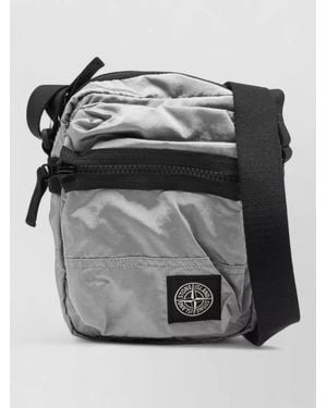 Stone Island Econyl Nylon Shoulder Bag Compass Logo - Grey