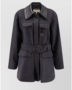 Chloé Virgin Wool Belted Single Breasted Coat - Black