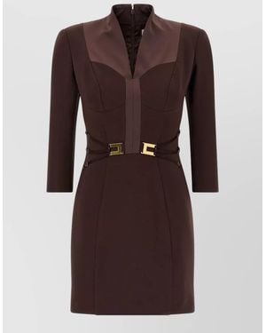 Elisabetta Franchi Logo Mini Dress - Brown