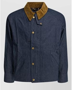 Barbour Cotton Denim Single Breasted Coat - Blue