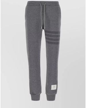 Thom Browne Wool Knitted Side-Stripe Track Trousers - Grey