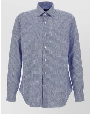 Barba Napoli Culto Shirt Button Down Collar Long Sleeves - Blue
