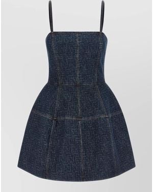 Fendi Ff Denim Dress Fitted Bodice Straps - Blue
