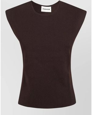 P.A.R.O.S.H. Knitted Sleeveless Ribbed Crew Neck Top - Black