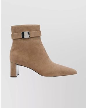 Tory Burch Georgia Suede Ankle Boots With Block Heel - White