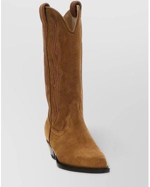 Sonora Boots 'Desert Rose' Embroidered Cuban Heel Boots - Brown