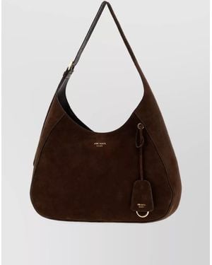 Prada Large Suede Tote Bag - Brown