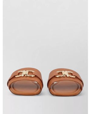 Ferragamo Slide Sandals Flat Sole Tone - Brown