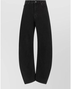 ROTATE BIRGER CHRISTENSEN Denim High-Rise Barrel-Leg Jeans - Black