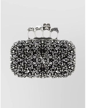 McQueen Crystal Embellished Knuckle Duster Clutch Bag - Multicolor