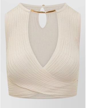 Elisabetta Franchi Knitted Top - Natural