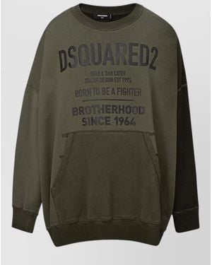 DSquared² Cotton Oversized Logo-Print Sweatshirt - Green