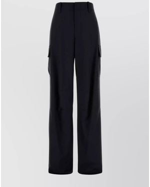 Bottega Veneta Wool Wide-Leg Cargo Trousers - Blue